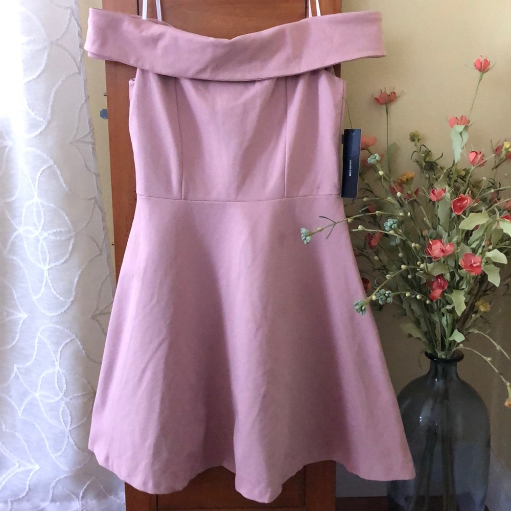 Season of Fun Blush Off-the-Shoulder Skater Dress